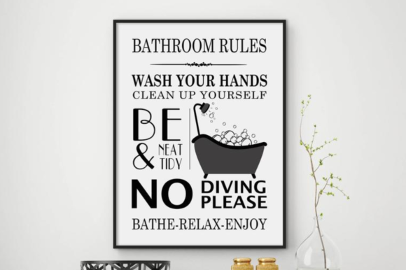 Download Bathroom Rules Wall Art Home Decor Print - Premium Resources