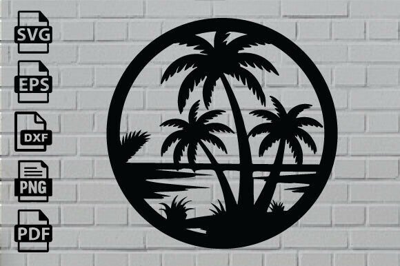 Download Beach Sunset Laser Cut File Home Decor - Premium Resources